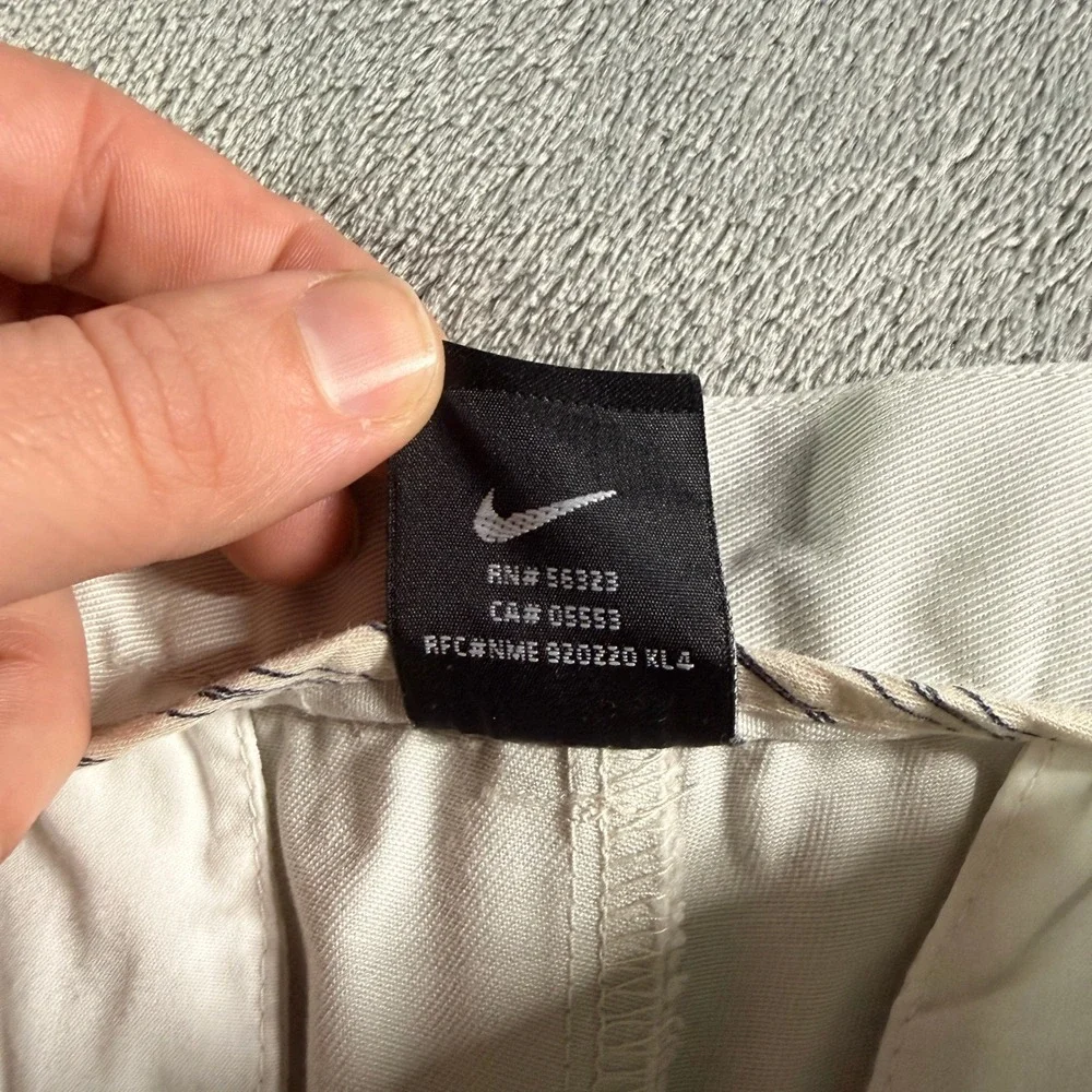 Nike Y2K Golf Flat Front Cotton Twill Chino Pants Mens 34x32 Stone Khaki - Picture 5 of 12